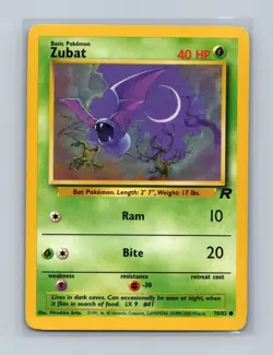 Zubat 70/82 Common Team Rocket Pokemon Unlimited Lightly Played - Image 1