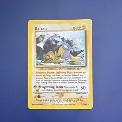 Pokemon Raikou 13/64 Neo Revelation Holo Rare 80 HP Lightning Tackle Card 2000 - Image 1