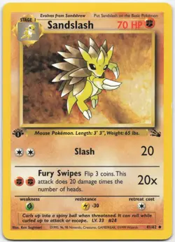 Sandslash 41/62 Uncommon Fossil Pokemon 1st Edition Lightly Played - Image 1