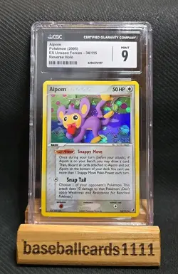 Pokemon Aipom EX Unseen Forces Reverse Holo #34 CGC 9 P1 - Image 1
