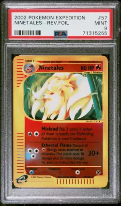 2002 POKEMON EXPEDITION #57 NINETALES-REVERSE FOIL PSA 9 - Image 1
