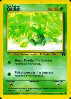 ODDISH 63/82 COMMON TEAM ROCKET POKEMON UNLIMITED LP - Image 1