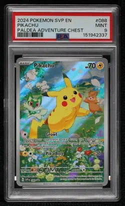 Pikachu (Paldea Adventure Chest) Holo Pokemon Scarlet & Violet Black Star PSA 9 - Image 1