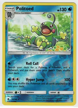 Politoed 25/145 Sun & Moon Pokemon Guardians Rising Reverse Holo - Image 1