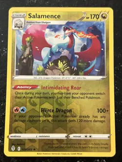 Pokemon TCG Salamence Rare Reverse Holo Evolving Skies 109/203 - Image 1