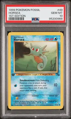 1999 POKEMON FOSSIL 1ST EDITION #49 HORSEA PSA 10 - Image 1