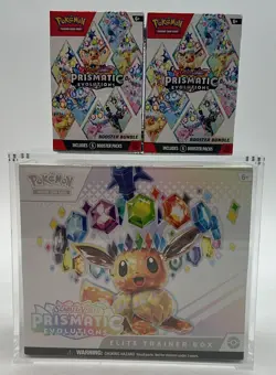 Pokemon Prismatic Evolutions Lot (2) Booster Bundles (1) ETB SEALED w/Acrylic - Image 1