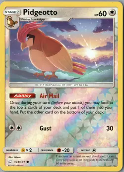 Pidgeotto Common SM - Team Up 123/181 NM Reverse Holofoil - Pokemon - Image 1