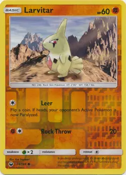 x4 Larvitar - 74/168 - Common - Reverse Holo Pokemon SM7 Celestial Storm M/NM - Image 1