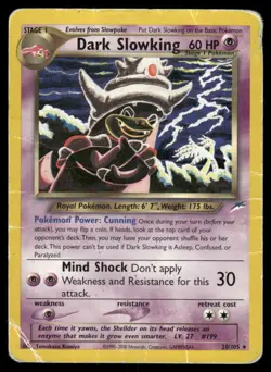 2002 Pokemon Dark Slowking Rare Neo Destiny 20/105 Unlimited DMG - Image 1