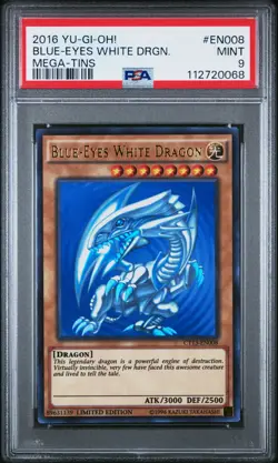 2016 YU-GI-OH! MEGA-TINS #EN008 BLUE-EYES WHITE DRAGON PSA 9 - Image 1