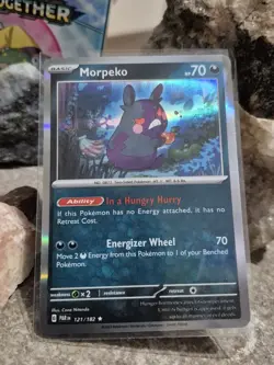 pokemon Cards Morpeko Holo 1pcs+1pcs Sleeve 2023 #121/182 - Image 1
