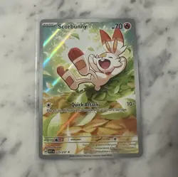 Pokemon Scorbunny 225/217 Full Art Rare Scarlet & Violet Holo Fire Basic - Image 1