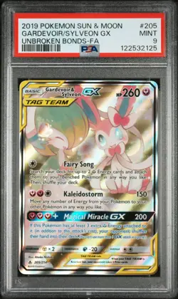 2019 POKEMON SUN & MOON UNBROKEN BONDS FULL ART/GARDEVOIR & SYLVEON GX PSA 9 - Image 1