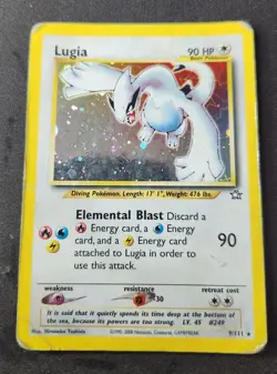 Lugia 9/111 Neo Genesis Holo Rare Unlimited 90 HP English Pokemon TCG *DAMAGED* - Image 1