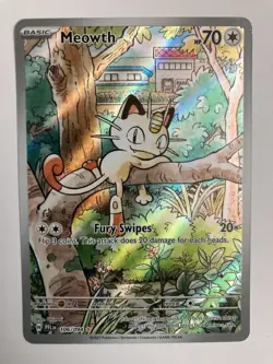 Meowth 106/094 Illustration Rare Pokemon TCG Phantasmal Flames - Image 1