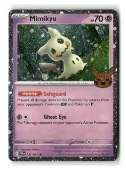 Mimikyu 037/091 Cosmo Holo Holo Rare Trick or Trade BOOster 2024 Pokemon NM - Image 1