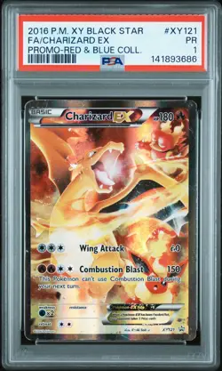 2016 POKEMON XY BLACK STAR PROMO #XY121 FULL ART/CHARIZARD EX PSA 1 - Image 1
