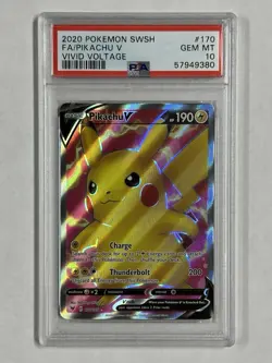 PSA 10 Pikachu V Full Art, 2020 Vivid Pokemon TCG *combined shipping available* - Image 1