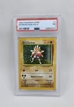 1999 POKEMON BASE SET UNLIMITED #7 HITMONCHAN-HOLO PSA 7 - Image 3