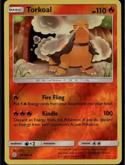 Torkoal Uncommon SM Cosmic Eclipse 29/236 Fire Reverse Holo Pokemon Card - Image 1