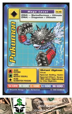1999 Bandai Digimon Digi Battle #ST-40 Pukumon card - Image 1