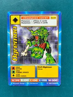 BO-04 Ogremon Digimon Card Digi-Battle Series 1 1999 Bandai MP - Image 1