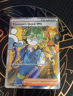 Pokemon TCG Trainer Card Clemont's Quick Wit Rare Holo, 243/191, Surging Sparks - Image 1