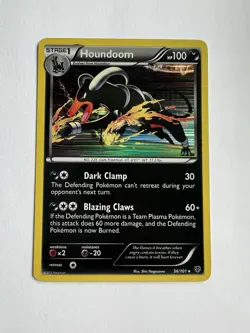 Pokemon TCG Houndoom Card 56/101 Plasma Blast Holo Rare LP - Image 1