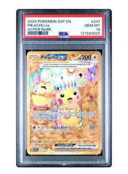 Pokemon TCG Pikachu ex 247/191 Sv08 Surging Sparks Hyper Rare Holo PSA 10 - Image 1