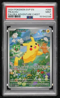 Pikachu (Paldea Adventure Chest) Holo Pokemon Scarlet & Violet Black Star PSA 9 - Image 1