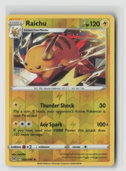 Raichu #053/196 Swsh11 Lost Origin Rare Reverse Holo Pokemon TCG NM - Image 1