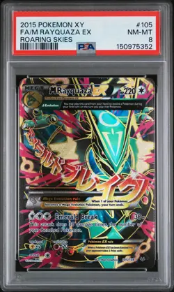 2015 POKEMON XY ROARING SKIES #105 FULL ART/M RAYQUAZA EX PSA 8 - Image 1