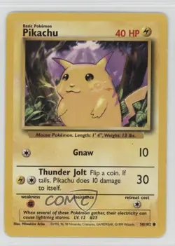 Pikachu Pokemon Base Set #58 1999 - Image 1