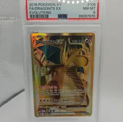 2016 PSA 8 Dragonite EX #106 Full Art FA Pokemon TCG XY Evolutions - Image 1