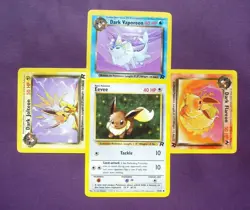 ~🌟DARK EEVEELUTIONS🌟~ Eevee Jolteon Vaporeon Flareon Team Rocket Pokemon Set - Image 1