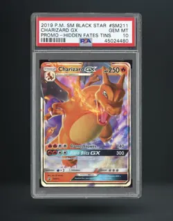 2019 POKEMON SM BLACK STAR PROMO HIDDEN FATES TINS #SM211 CHARIZARD GX PSA 10 - Image 1