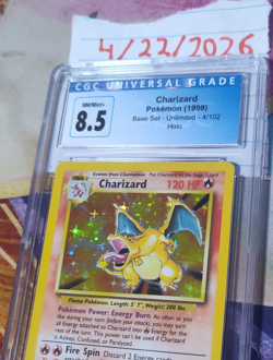 Pokemon Charizard CGC 8.5 Base Set Unlimited 1999 4/102 Holo Graded Card English - Image 1