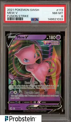 2021 Pokemon SWSH Fusion Strike #113 Mew V PSA 8 NM-MT - Image 1