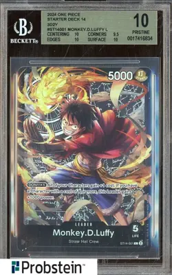 2024 One Piece #ST14001 (3D2Y) Monkey D Luffy L Starter Deck 14 BGS 10 - Image 1