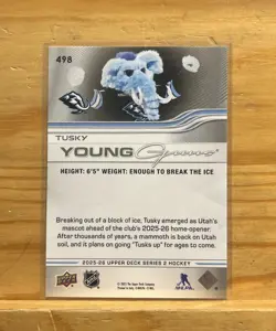 2025-26 Upper Deck Series 2 Tusky Young Guns #498 | Utah Mammoth MASCOT - Image 2