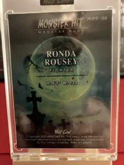Wild Card Monster Hit Monster Hunt Ronda Rousey Serial Numbered 1/1 Trading Card - Image 3