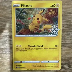 Pikachu SWSH153 Holiday Advent Calendar Snowflake Stamped Promo Pokemon Card - Image 1