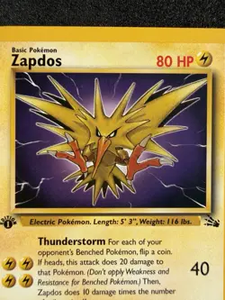 Pokemon Cards: Fossil 1st Edition Rare: Zapdos 30/62 - Image 2