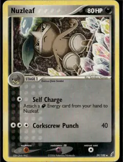 Nuzleaf Uncommon Crystal Guardians 39/100 Darkness Pokemon Card - Image 1