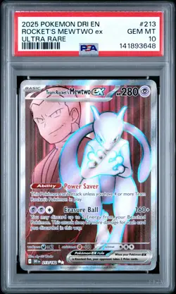 2025 POKEMON DRI EN-DESTINED RIVALS ULTRA RARE TEAM ROCKET'S MEWTWO EX PSA 10 - Image 1