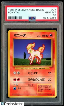 1996 Pokemon Basic Base Set Japanese #077 Ponyta PSA 10 GEM MINT - Image 1
