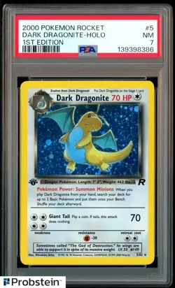 2000 Pokemon Rocket 1st Edition #5 Dark Dragonite Holo PSA 7 NM - Image 1