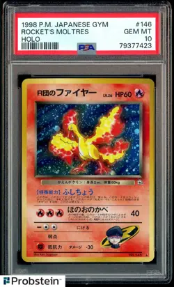 1998 Pokemon Japanese Gym #146 Rocket's Moltres Holo PSA 10 GEM MINT - Image 1