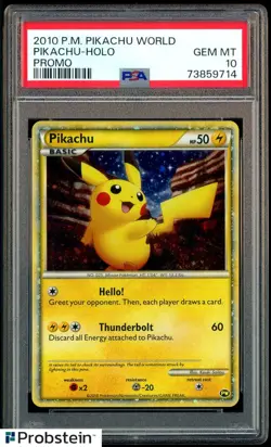 2010 POKEMON WORLD COLLECTION PIKACHU-HOLO PROMO PSA 10 GEM MINT - Image 1